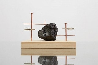 Resistor: copper, bushfire carbonised rock from the series Components, 2017, sculpture, photo: Zan Wimberley