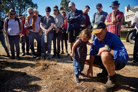 Stuart Andrews explains soil biology to the next generation. photo Gus Armstrong 