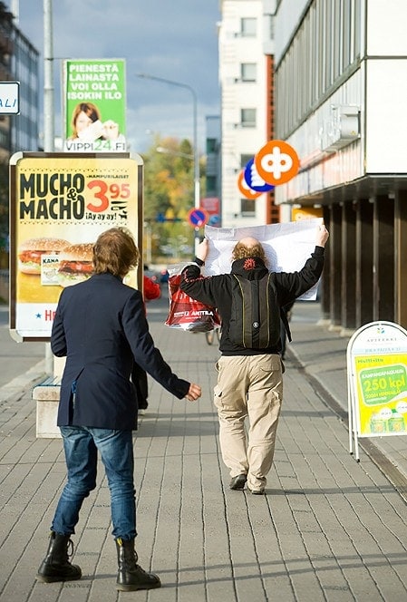 'Kansas' performance, in collaboration with Georgie Meagher, at ANTI Festival, Kuopio, Finland, 2010, Photograph: Pekka Maklnen 